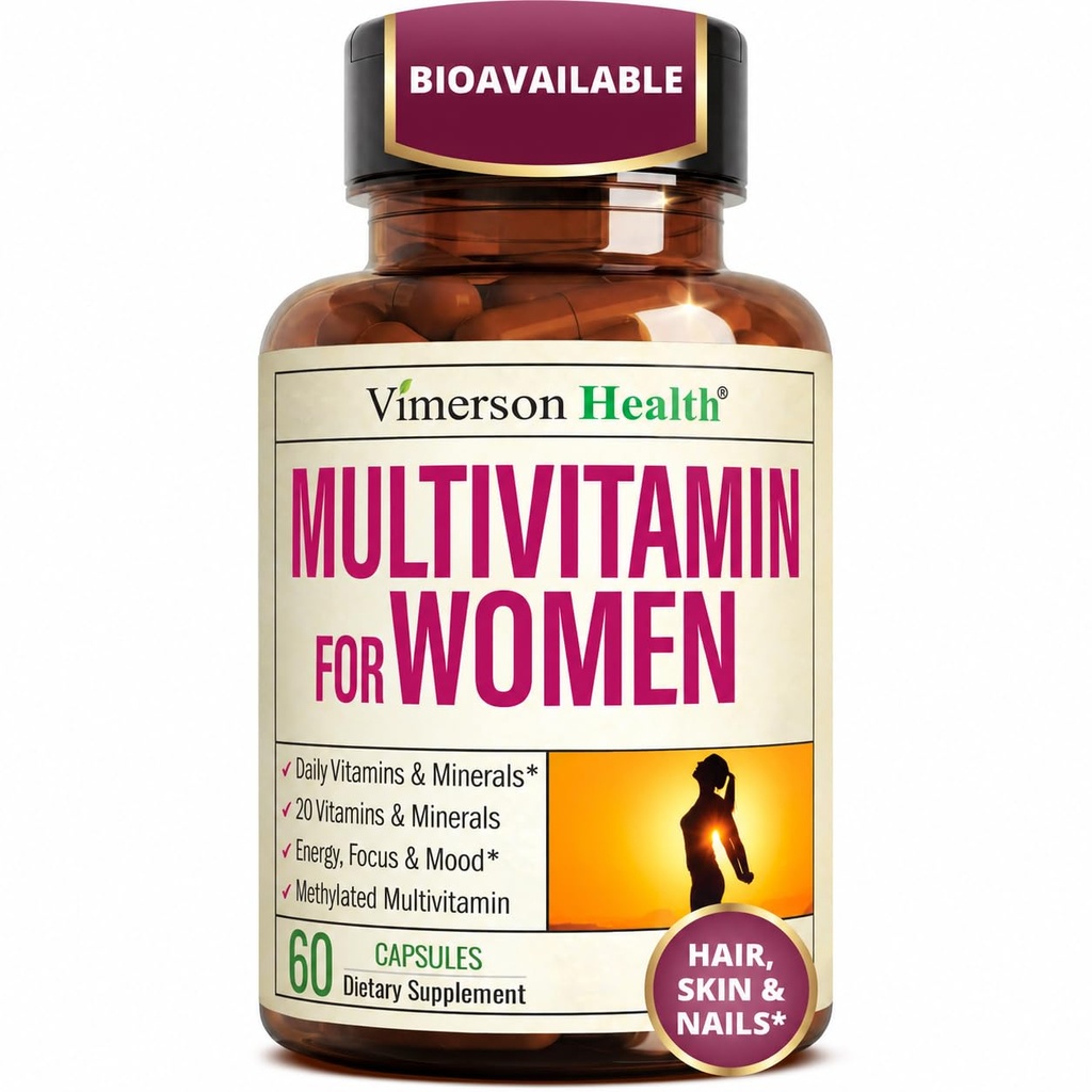 Multiwitamina dla kobiet z metylowanymi witaminami i Chellated Minerals for Energy, Focus and Immune Health - Premium Daily Womens Multivitamin & Multiminerals - 60 Kapsułki