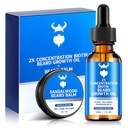 Beard Growth Oil & Beard Balm - Beard Growth Kit z 2X Koncentracja Biotin dla mężczyzn, Naturalne składniki z oleju arganowego, Jojoba Oil i witaminy (Sandalwood)