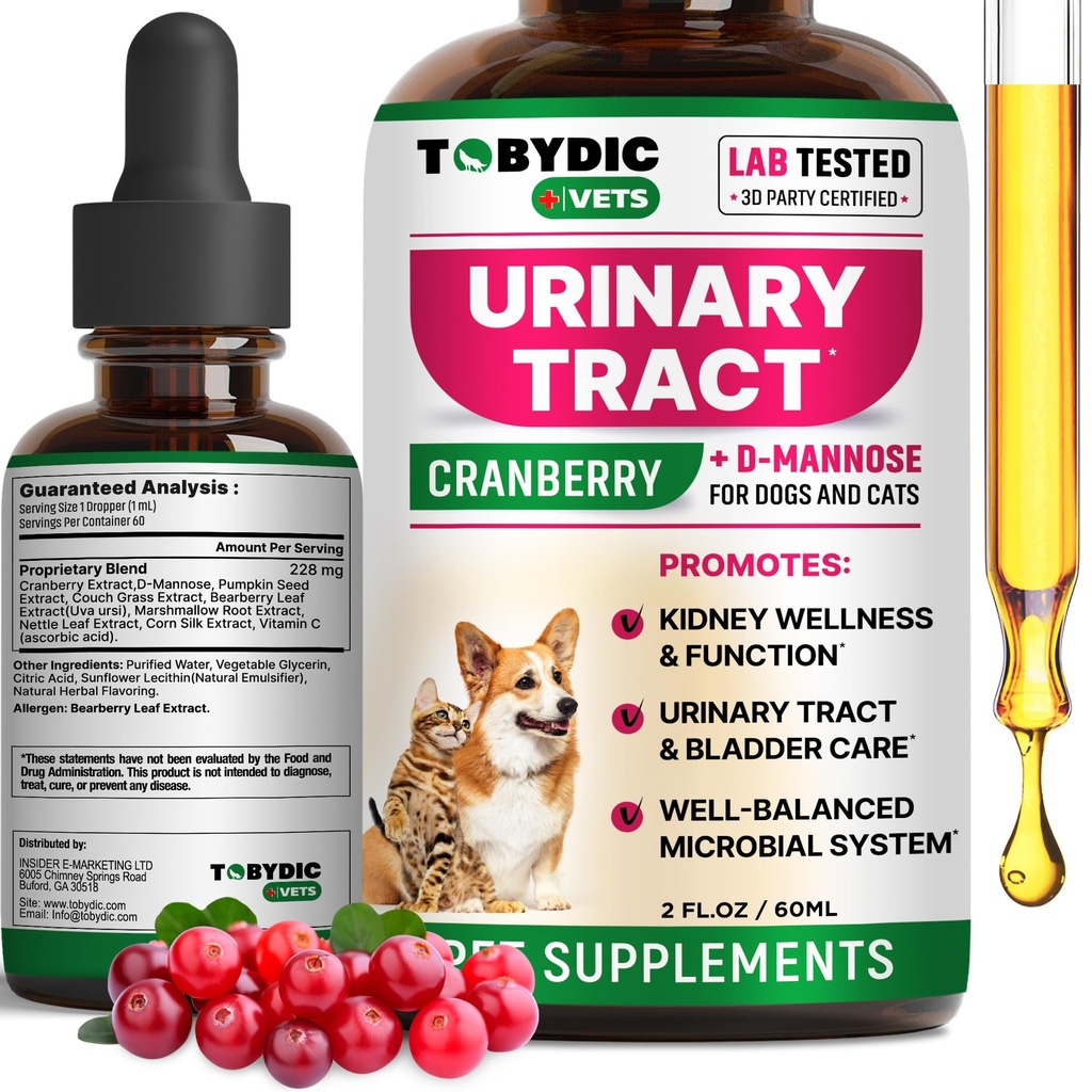 Cat & Dog Natural UTI Medycyna & Urynary Tract Infection Leczenie żurawiną - Nerki + Suplement wsparcia pęcherza - Najlepsza profilaktyka dla nietrzymania moczu i pęcherza - Piel Nerk Health