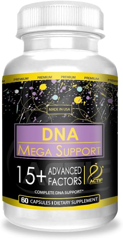 ACTIF DNA Mega Support z 15 + Zaawansowane czynniki - Non-GMO, Fast- Acting, Made in USA, 60 Count