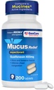 GenCare Mucus Relief Expectorant Guaifenesin 400 mg 200 Tablets Value Pack - Szybkie działanie Thinning of Mucus for Colds, Przekrwienie klatki piersiowej, grypa, kaszel i alergie