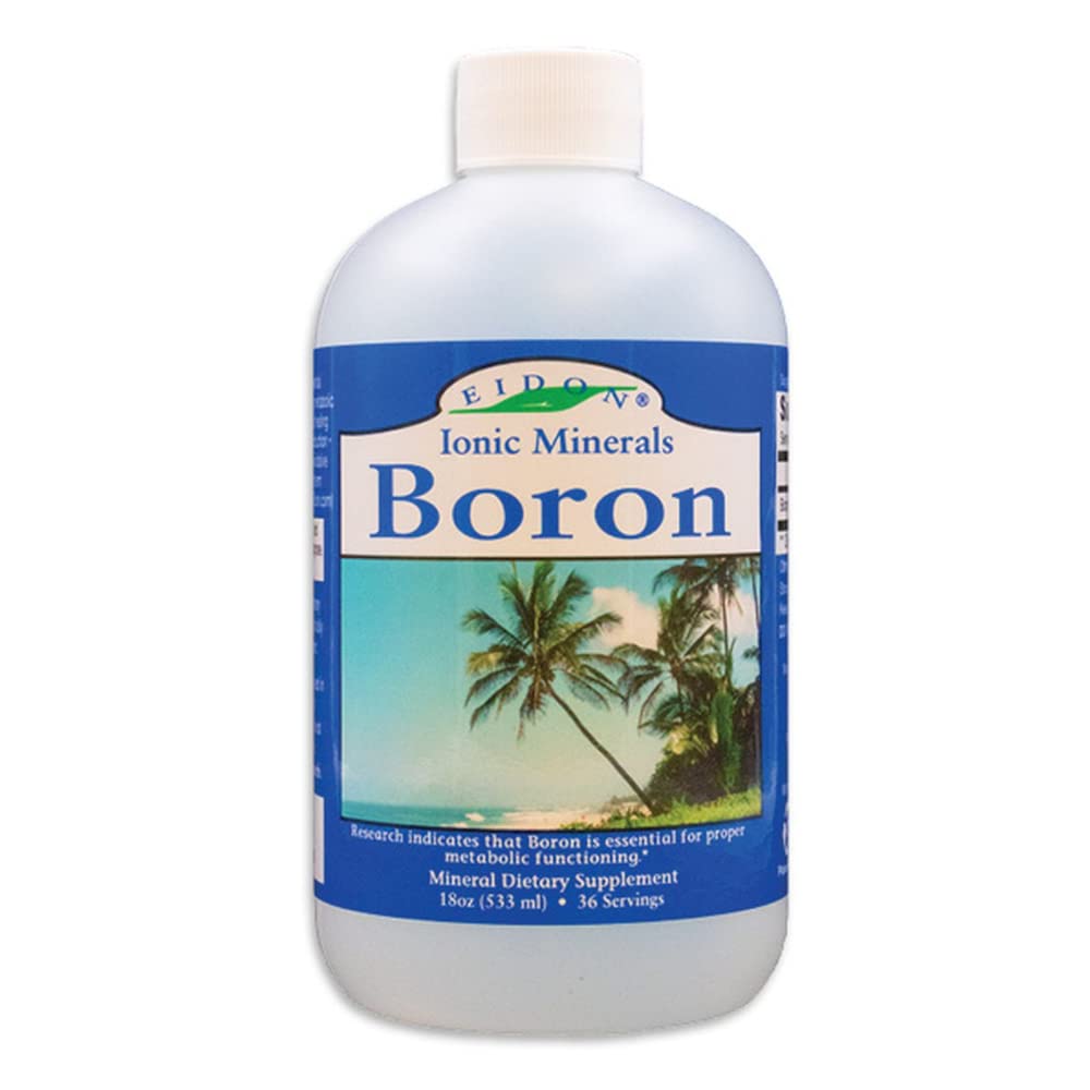 Eidon Liquid Boron Drops - Jonowy mineralny suplement boronowy, Element niezbędny do wspierania zdrowia mózgu, Biodostępny, Brak konserwantów lub dodatków - 18 oz