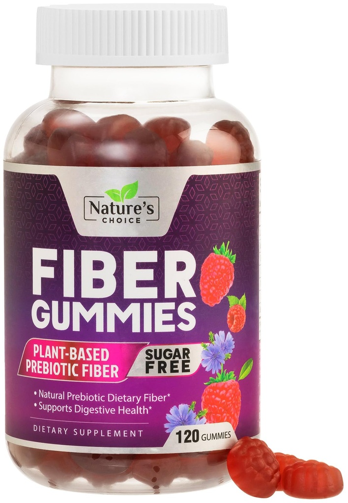 Fiber Gummies dla dorosłych, Sugar Free Daily 4g Gummy Fiber Supplement, Prebiotic Gummy Digestive Health Support - Plant Based Soluble Chews, Prebiotics Supports Regularność i trawienie - 120 Gummies