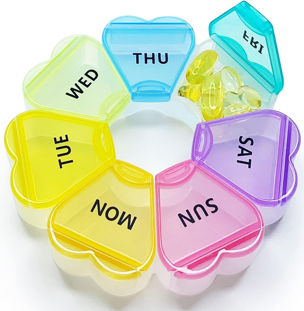 MOLN Hymy duży tygodniowy pill Box 7 dzień, Pill Case Organizator 1 raz dziennie, Kwiat pill pojemnik raz dziennie, Pretty Medicine Dispenser dla witaminy / Olej rybny / Leki / Suplementy