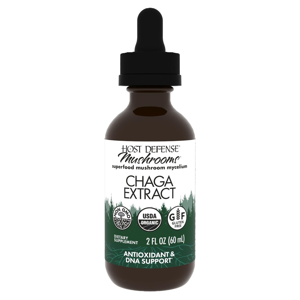 Host Defense Chaga Extract - Immune System Supplement - Chaga Mushroom for Antioksydant Activity Support - Liquid Dietary Mushroom Supplement - 2 fl oz (60 Servings) *