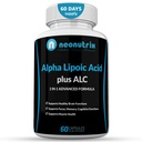 Alpha Lipoic Acid Plus Acetyl L- Carnitine Antioksydant Supplement ALA ALC for Healthy Brain Function & Muscle Strength, Focus, Memory & Cognitive Function for Women & Men - 60 kapsułki Neonutrix