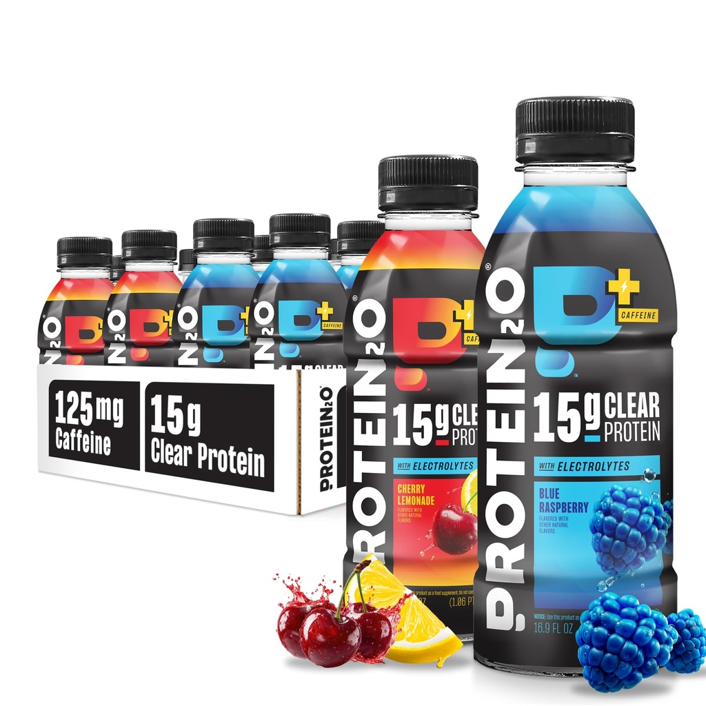 Protein2o 15g Białko serwatki Izolacja Napoju Napoju Nawadniającego Plus Energia & Focus, 350mg Electrolytes, Witaminy B5 & B6, Bez cukru, Energy Variety Pack, 16.9 oz Butelka (Opakowanie po 12)