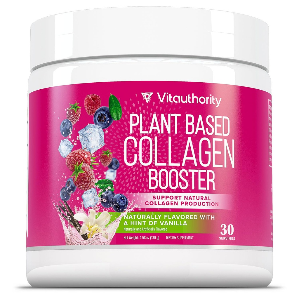 Vitauthority Vegan Collagen Powder for Women - Plant Based Collagen Supplement for Women with Proprietary Vegan Hair Skin and Nails Vitamin - Vegetarian Collagen Powder with Hyaluronic Acid