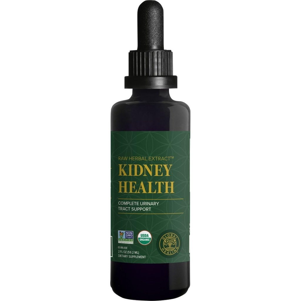 Global Healing USDA Organic Nerki Zdrowie z Cranberry & Hydrangea - Nerki Cleanse Liquid Supplement & Rozpuszczalnik kamieni dla zdrowia moczu - Detox & Repair Formuła do kontroli pęcherza - 2 Fl Oz