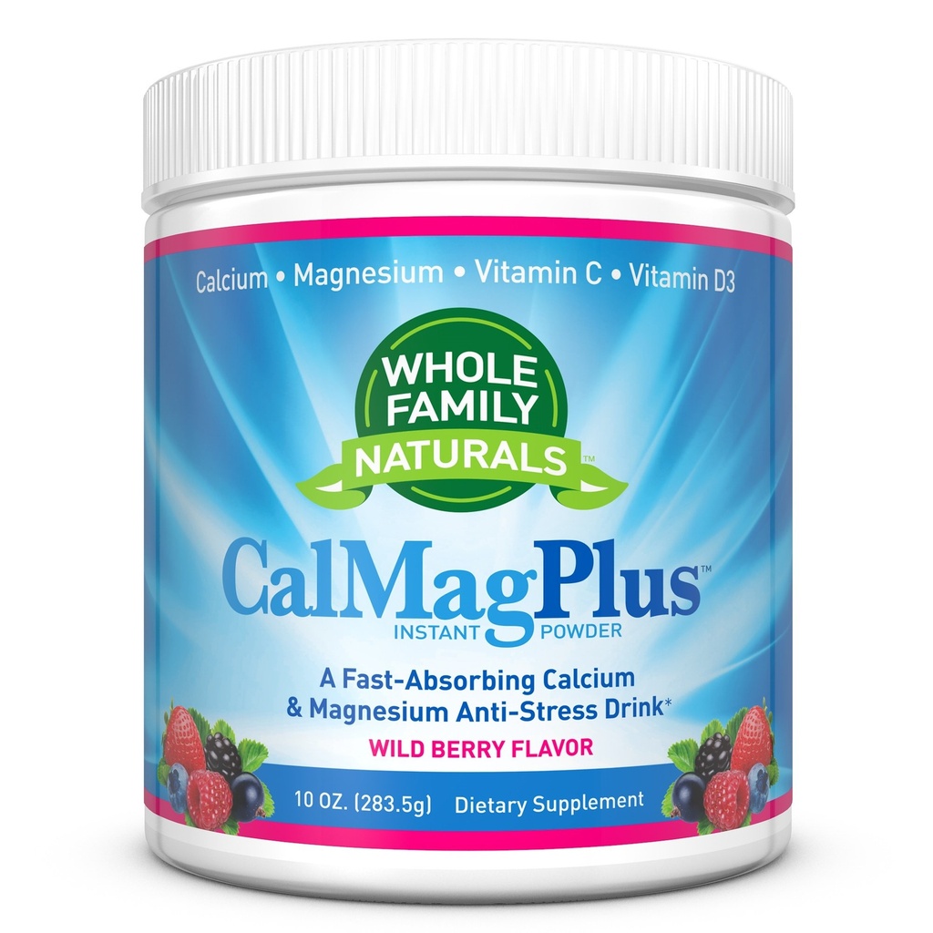 Suplement do proszku z magnezu wapniowego - CalMag Plus z witaminą C & D3 - Gluten wolny, Nie GMO, Wild Berry Flavor - Naturalny spokój i stres Relief Cal Mag Drink - Naturalny spokój Wapnia i Magnezu Proszek