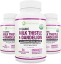 Max Absorpcja USDA Organic Milk Thistle Potent 5: 1 Concentrated Extract (2000mg Strength) & Organic Dandelion Root Aboot 124; Silimarin Antioksydant Flavonoid 124; Licznik (Pack of 3)