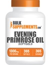 BulkSupplements.com Wieczór Primrose Oil Softgels - GLA Supplements, Wieczór Primrose Oil 1300mg - Gluten Free, 1 Softgel per Serving, 365 Count (Pack of 1)