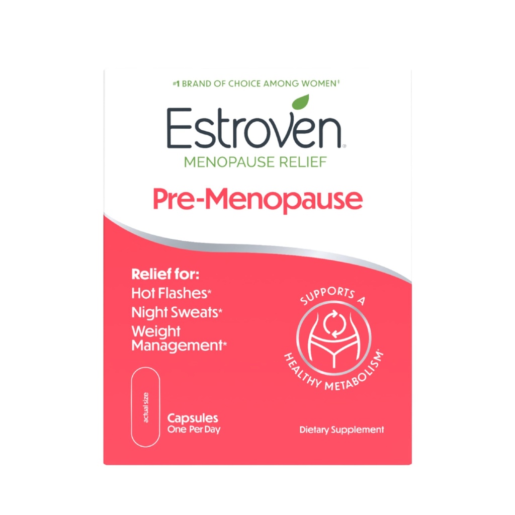 Estroven Relief przed menopauzą, 30 Ct., Clinically Proven Ingredients, Zapewnia menopauzę Relief plus nocne poty & Hot Flash Relief, Drug- Free lub Estrogen Free