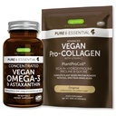 Pure & Essential Vegan Collagen Peptyde Protein Powder & Vegan Omega 3 Bundle, Kompletny Kolagen Wzmacnianie Formuły & Zrównoważony olej Algae 1340mg, przez Igennus