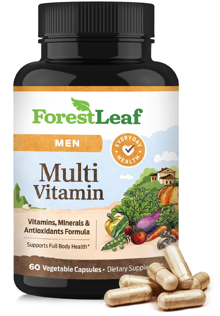 ForestLeaf Daily Witamina Multivitamin dla mężczyzn, Multi- Witamina dla mężczyzn - Mens Multivitamins & Multiminerales Supplement Equipment 124; Wszystkie niezbędne witaminy potrzebne do zdrowia, długowieczności i energii