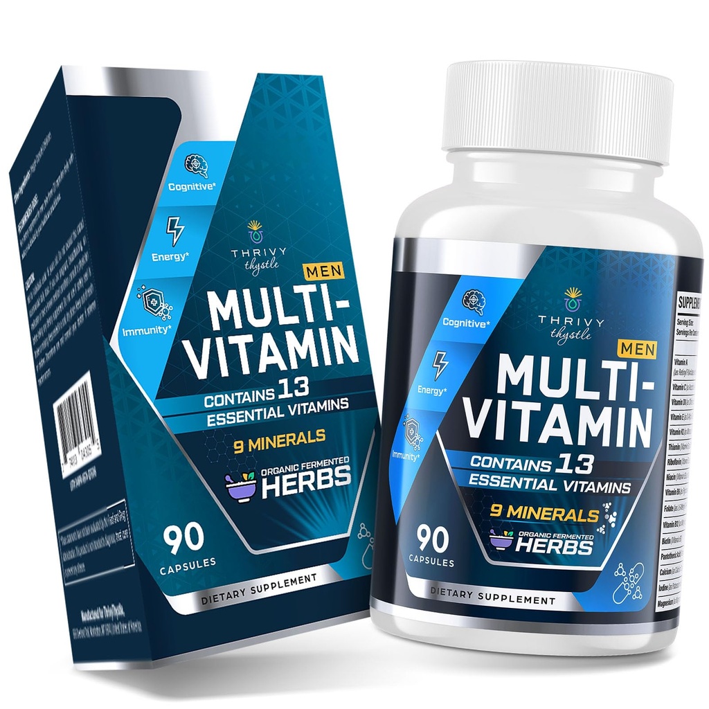 Mężczyźni Multivitamin 50 Plus - Daily Multivitamin dla mężczyzn z fermentowanych ekstraktów ziołowych & 43 Witaminy i Minerały - Mens Vitamin wspiera pamięć i mózg, Energia, Bone Health