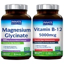 Wewnętrzna witalność Glicynian magnezu i Witamina B12 Bundle, No gluten & Vegan, Magnez (120 Czapki) i Witamina B12 (90 Szybkich Rozpuszczalnych Tab), Value Pack, Bundle & Zapisz