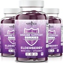 NOWE Gummie z systemem immunologicznym AGE - Sambucus Black Elderberry Gummies z witaminą C i cynku (Wsparcie immunologiczne 180 Gummies)