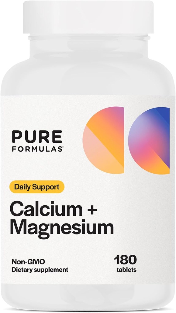 Purefactus as Wapń + Magnez - Gluten Free Supplement Wspiera zdrowie kości & Ogólny Wellness z Magnezu Wapnia Witamina C Witamina D & Boron, Allergen Friendly Non-GMO 180 Tabletki