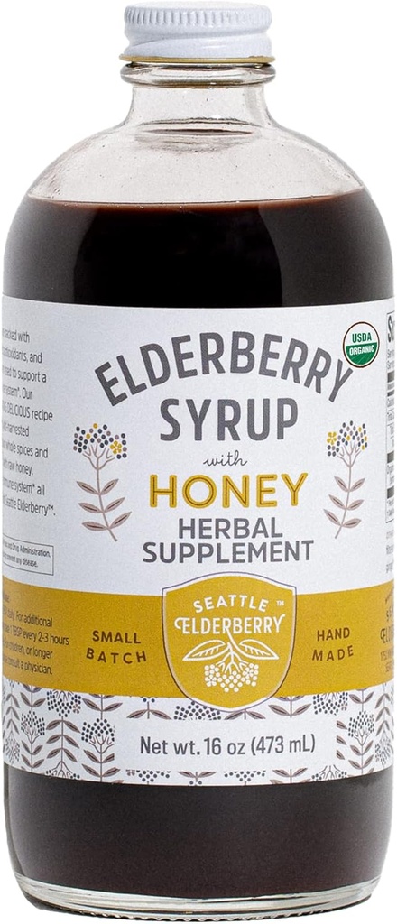 Syrop z surowego miodu - Pyszne, Gluten- Free Herbal Supplement z mocnych korzyści immunologicznych wykonanych wyłącznie z organicznych składników w małych partiach w USA - 16oz