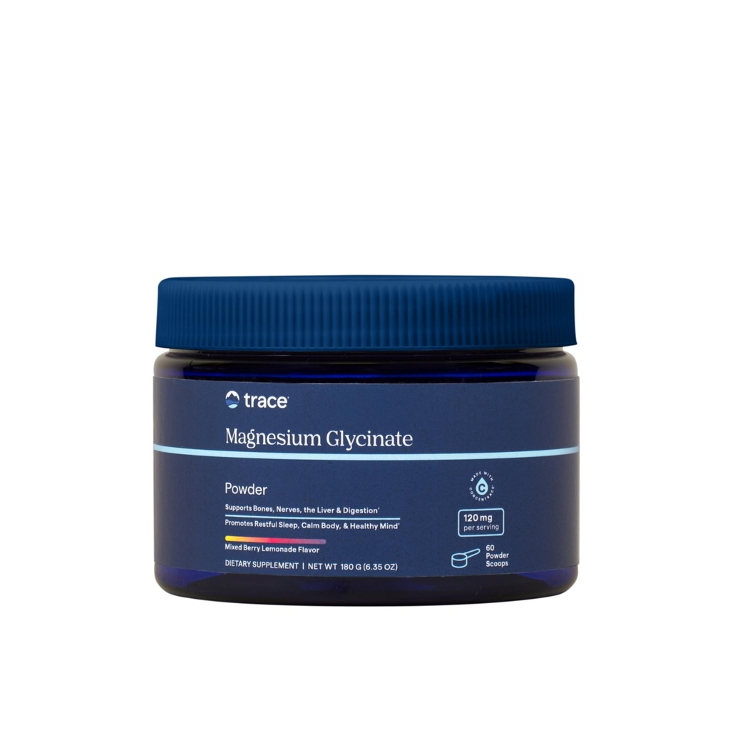 Ślad Minerały Magnezu Glicynian Proszek - Codziennie Magnezu Proszek do Wspomagania Snu - Uspokojenie Napoje Bedtime - Naturalny i Delikatny - Mieszany Lemoniada Berry - 180g (60 Służenie)