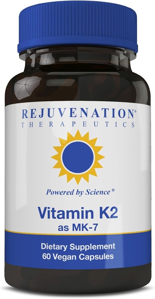 Terapeutyki odmładzające Witamina K2 MK- 7 XI124; 60- Day Supply, High Potency (300mcg) XI124; Łatwe do połknięcia kapsułki wegetariańskie