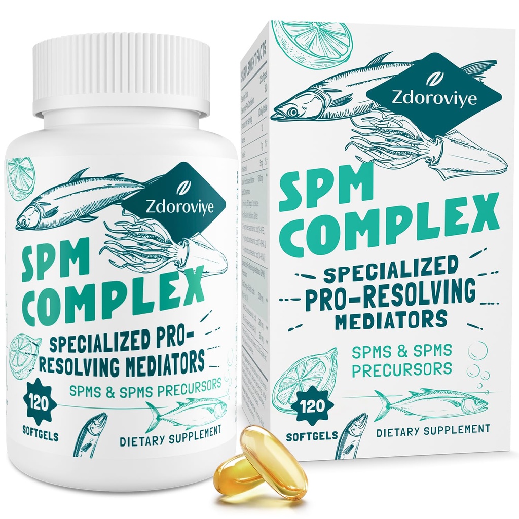 Specjalizowane mediatory i SPM Prekursors Complex, suplement SPM do zrównoważonej odpowiedzi immunologicznej, mózgu, tkanki i komórek - 120 Softgels