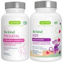 Wysoka absorpcja Methylled Prenatal + Advanced Kids Multivitamin Gummy Wegan Bundle, Czysty etykieta z witaminą A, B, C, D3 & E, 60 Tablets + 90 Berry Flavor Gummies, Be Kind by Igennus