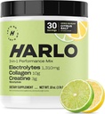 Harlo - Citrus Salt Electrolyte Drink Mix with Bovine Collagen & Creapine - Kreatyna Monowodzian Proszek - Energy Drink Powder - Wstępny trening Proszek - Bezcukrowe napoje energetyczne - Po treningu Odzysk