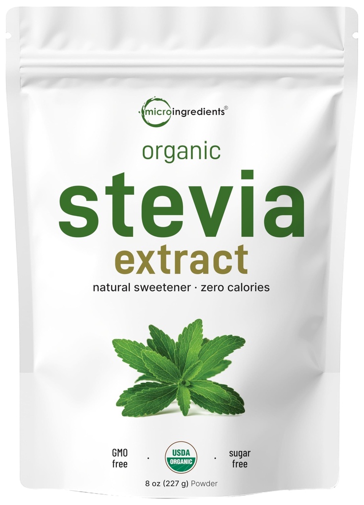 Czysty organiczny proszek Stewia, 8 uncji, 1418 Podawanie, Wysokiej klasy Stewia zielony ekstrakt Leaf RebA, Zmniejszone gorzkie posmak, 0 Calorie, Natural Sweetener, Sugar Alternative, Keto Friendly
