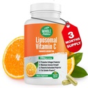 Liposomalna witamina C Supplement Pills 1200 mg - Wysoka absorpcja 180 Kapsułki Wegańskie Tłuszcz Rozpuszczalny VIT C, Maksymalna wytrzymałość System immunologiczny i Kolagen Booster, Lecytyna słonecznikowa