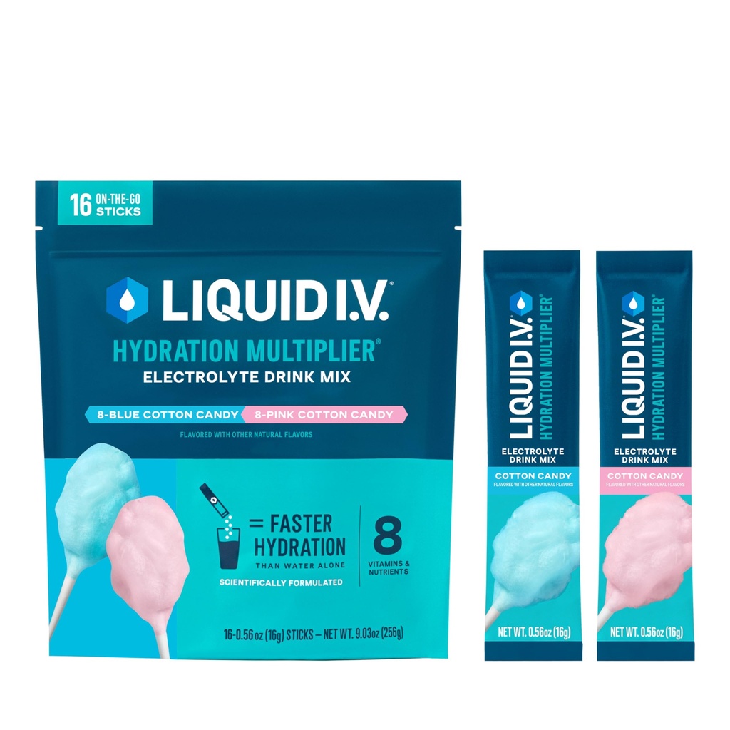 Płynny mnożnik nawodnienia I.V. ® - Bawełna Candy 124; Piwo proszkowe elektrolitu 124; 1 opakowanie (16 Servings)