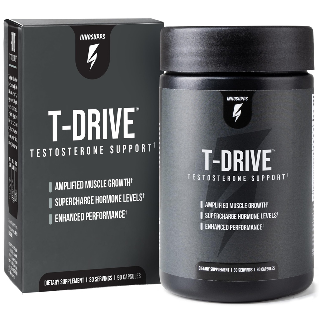 InnoSupps: T- Drive 124; Testosteron Booster 124; Amplify Muscle Growth 124; KSM- 66 Ashwagandha, Boron, Fenugreek 124; 90 Kapsułki
