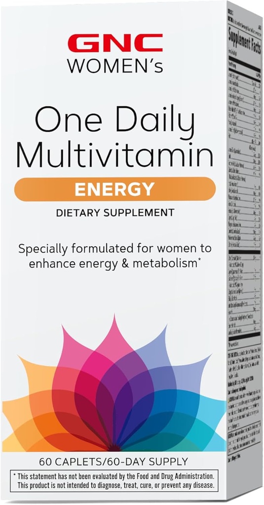 GNC Women 's One Daily Energy Multivitamine, Wspiera zdrowie immunologiczne i produkcję energii, 60 Count