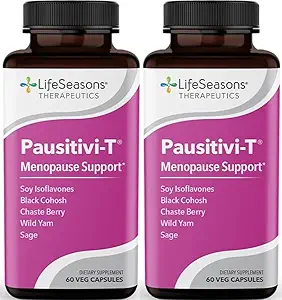 Pausitivi- T - Suplement do wsparcia menopauzy - Ulga dla gorących błysków, Hormony Nierównowaga & Pot nocy - Nurkowanie Tkanka - Sage, Chasteberry, Soy Isoflavones & Black Cohosh - 60 Kapsułki (Opakowanie po 2)