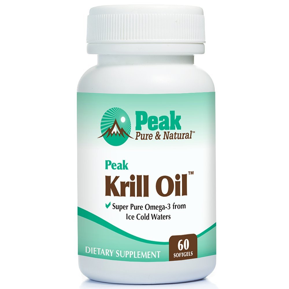 Peak Pure & Natural, Peak Krill Oil Supplement - Better Than Fish Oil for Joint and Heart Health - Krill Oil Brain Supplement - EPA, DHA i Astaksantyna - 60 softgeli
