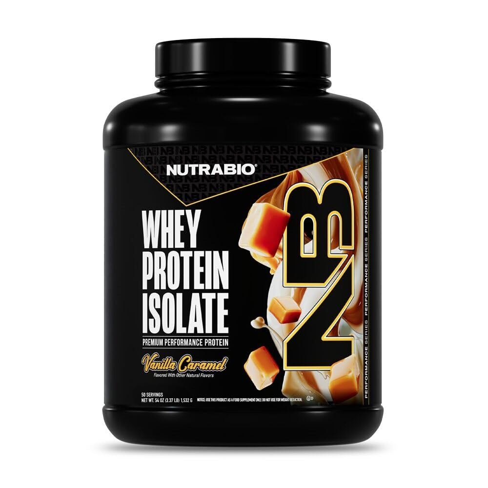 NutraBio 100% Proszek z izolatu białka serwatki, 25g Białko z pełnym profilem aminokwasów, Nie-GMO, Soy & Gluten Free, Niskie węglowodory, Niskie Calorie Białko serwatki, Karmel wanilii, 5 Lbs