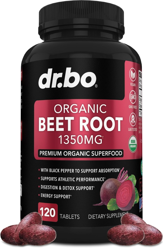 Organic Beet Root kapsułki Suplementy - 1350mg Buraki proszek ekstrakt pigułki, Organic Beet Root proszek suplement, Super tlenek azotu Beets wysoki obieg witamin Support - 120 Beets Tablets