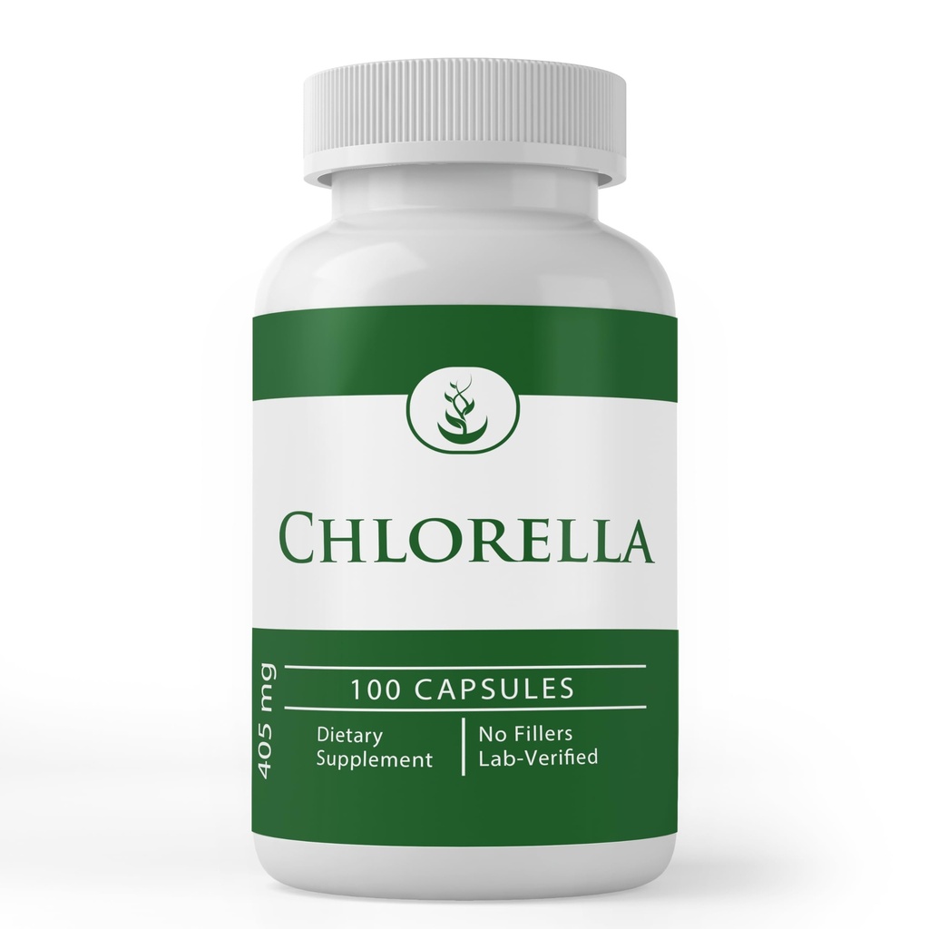 Pure Original Składniki Chlorella, (100 Kapsułki) Zawsze Czysty, Brak dodatków lub wypełniaczy, Laboratorium zweryfikowane
