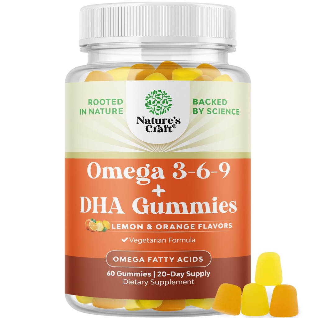 Wegetariańskie gumki Omega 3 dla dorosłych - Wegetariańskie gumki Omega 3 6 9 DHA dla mózgu kości i serca zdrowia i wspólnego wsparcia - Burless Halal Ryby wolne roślin Na bazie suplementu Mężczyźni Kobiety