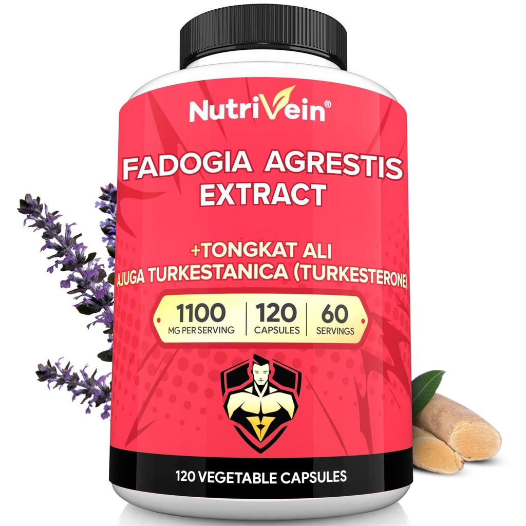 Żywotne żyły Premium Fadogia Agrestis i Tongkat Ali Suplement z Turkesterone - 1100 mg - 120 Czapki - Synergistic Mieszanka dla wydajności, Siła, & Odzyskiwanie dla mężczyzn i kobiet w każdym wieku