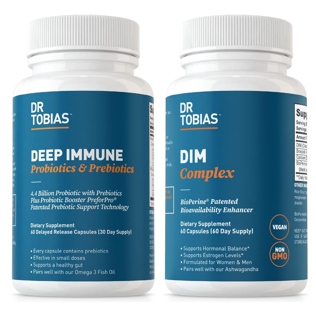 Dr. Tobias głębokie immunologiczne probiotyki i prebiotyki i kompleks DIM, Pomaga Digestive Health, Gut immunologiczna Funkcja, Hormon Równowaga dla kobiet i mężczyzn
