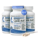 IMMUNOVITES 3- Pack Stabilizowany kwas lipowy R- Alpha ((True)) 600mg na Podawanie [[Wysoka moc i do 40x Zwiększona absorpcja]] (Na R- ALA) (Na R- LA) (Na R- Lipoate) (3 Butelki)