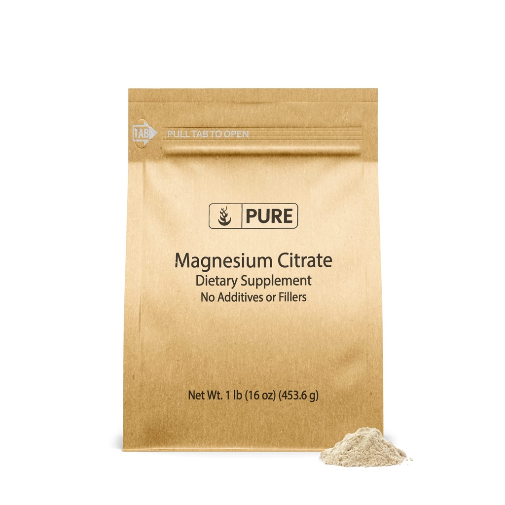 Czyste składniki oryginalne Cytrynian magnezu (1lb) Suplement magnezu, Unflavored, rozpuszcza łatwo