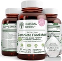 Natural Nutra Whole Food Complete Multivitamin i mineralne dla kobiet i mężczyzn, Energy Booster, Pomaga utrzymać suplement zdrowia kości, Poprawia funkcje mózgu i skóry, Pomoc Zwiększyć odporność 60 Kapsułki