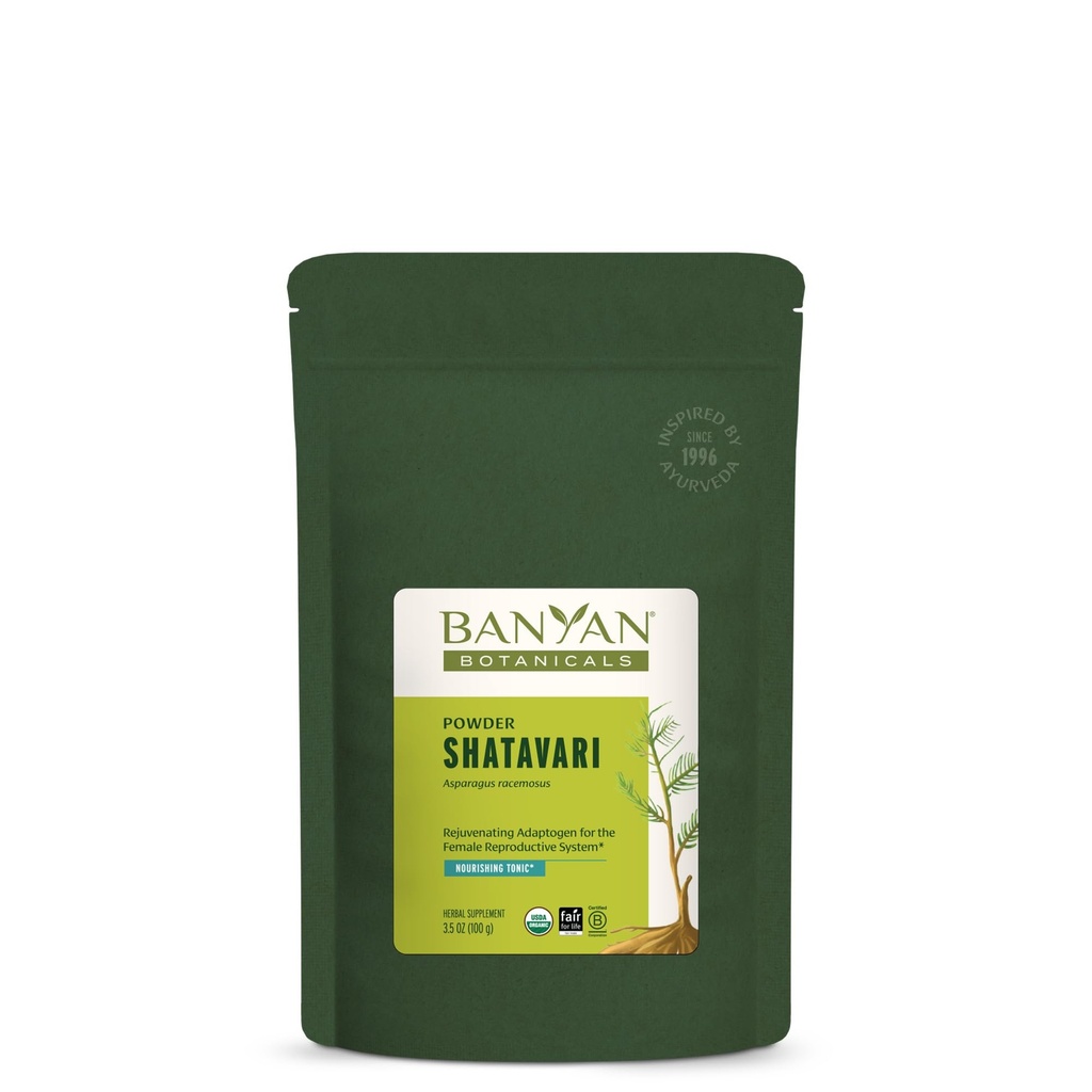 Banyan Botanicals Shatavari Powder - Organic Asparagus Racemosus Root Powder - Odmładzające Adaptogen Tonic, który obsługuje zdrowy system reprodukcyjny * - 3.5 oz. - NieGMO Zrównoważony Wegan