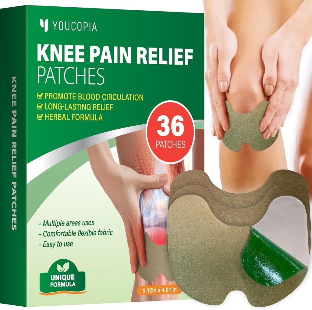 YoUCOPIA Łaty przeciwbólowe na kolana: 36 Hrabia Natural Herbal Relieving Paste for Long Lasting Muscle and Joint Relief - Mugwort Artretitis Heat Patches