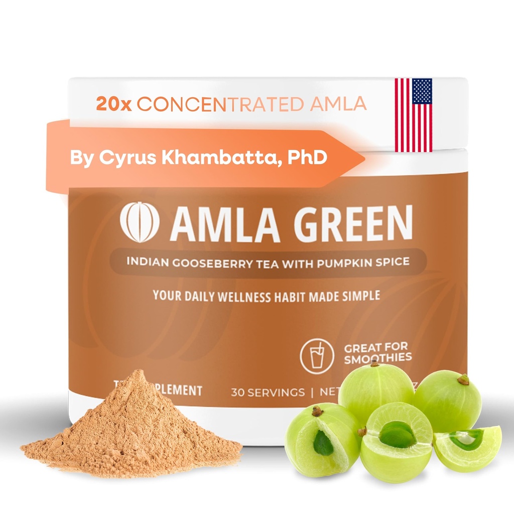 Amla Powder Superfood Suplement z Dyni Spice, 20x Ultra koncentrat Amla, Made with Cynamon, Ginger, Gałka muszkatołowa, Goździki, Kardamon, Indian Gooseberry, Dynia Spice, 30 Słupki