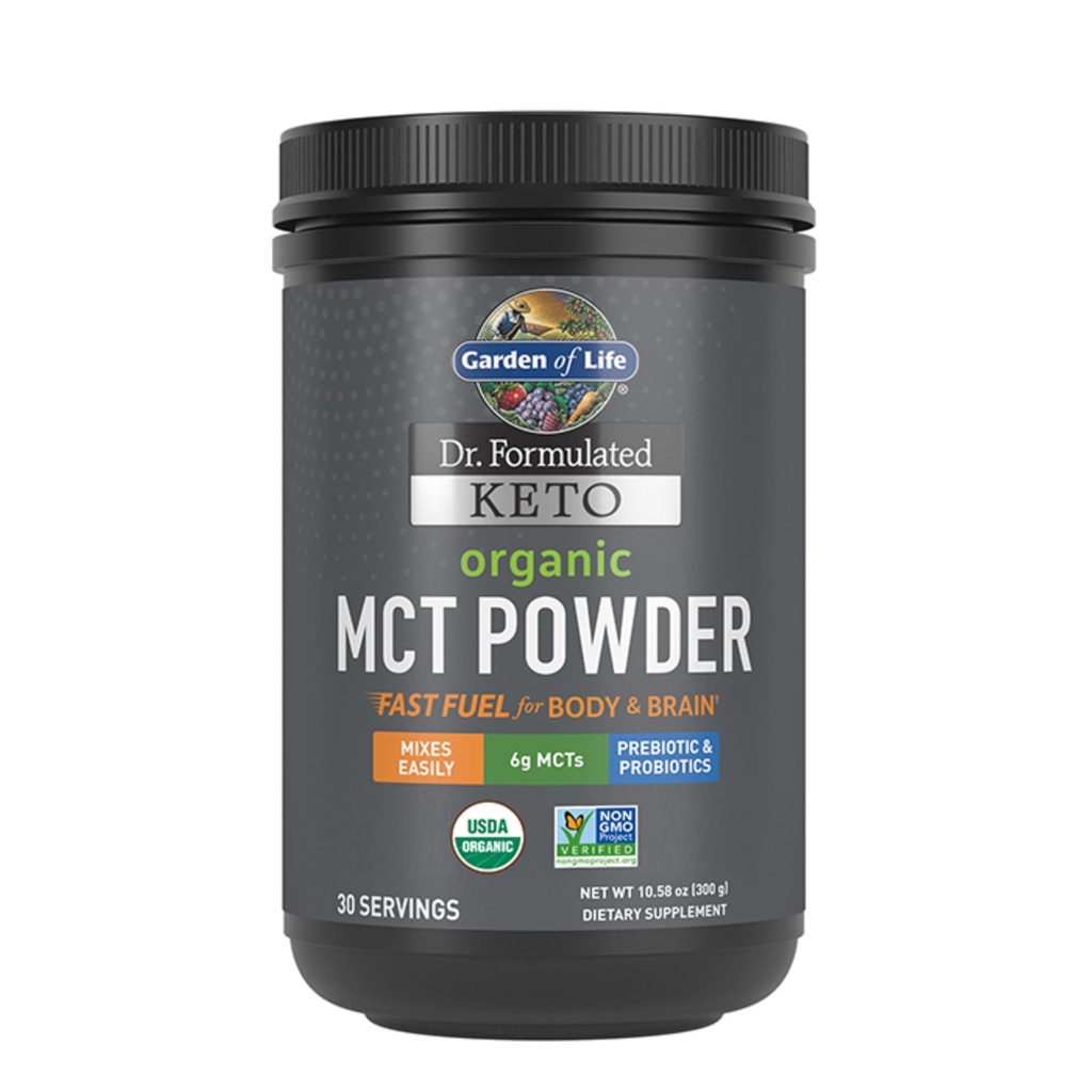 Garden of Life Dr. Formulated Keto Organic MCT Powder - 30 Servings, 6g MCTs from Coconuts plus Prebiotic Fiber & Probiotics, Certified Organic, Non-GMO, Vegan, Gluten Free