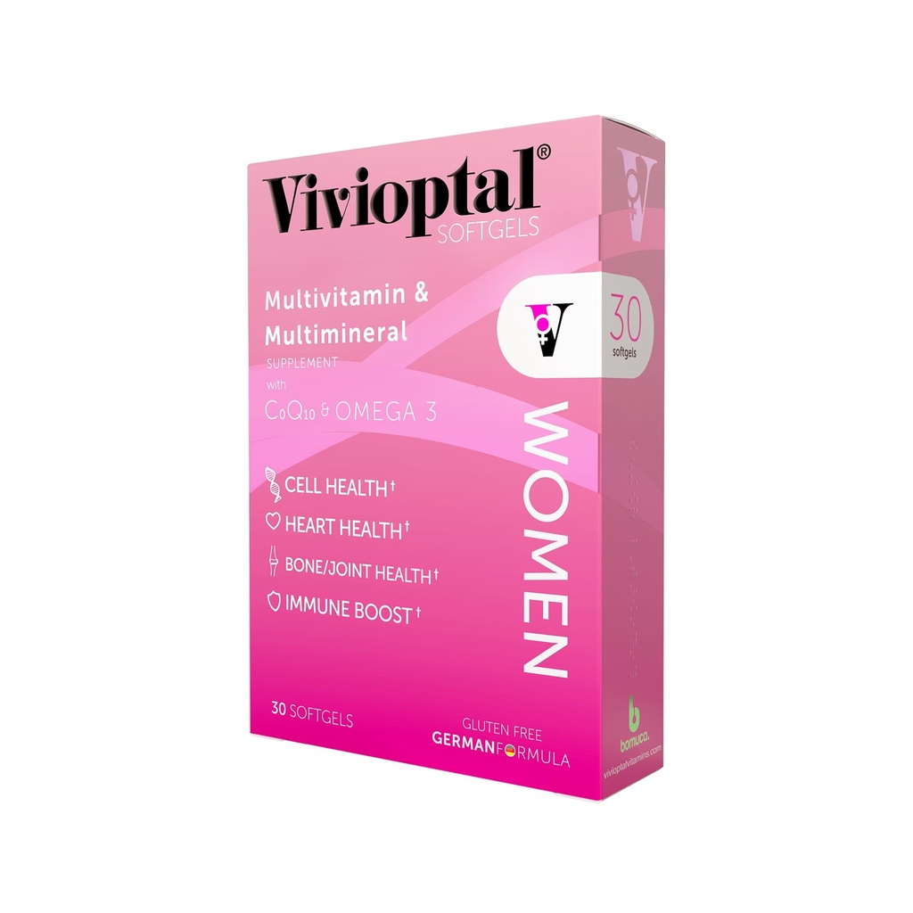 Vivioptal Kobiety, 30 Kapsułki, CoQ10 & Omega-3, Multivitamin & Multimineral, Gluten Free, Niemiecki Formuła